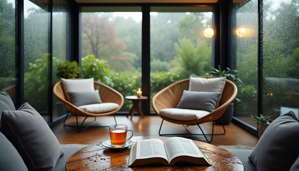 Revêtement anti-bruit de la pluie pour véranda : confort et silence