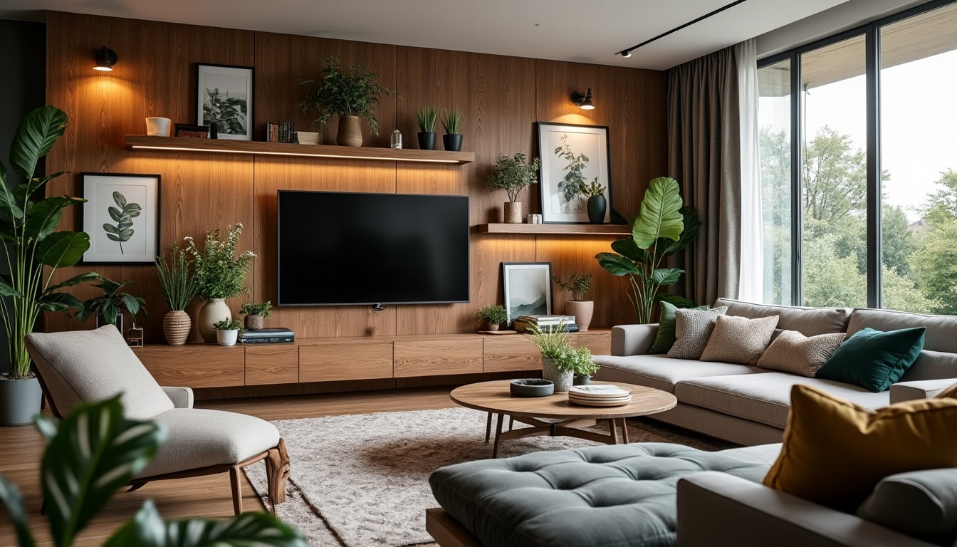 Illustration: Les tendances actuelles pour habiller le mur derrière la télévision